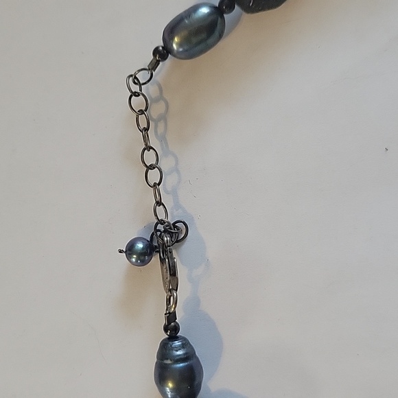Artistic Obsidian Hematite Black Gemstone Necklace Stone Precious Gem Adjustable - Picture 4 of 5